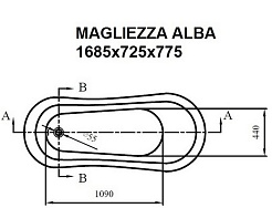 Magliezza Акриловая ванна на лапах Alba (168,5х72,5) ножки золото – фотография-2